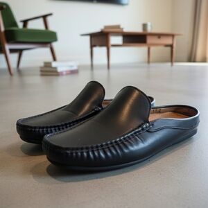 Mendrez Men's 9 Elegant Black Leather Slip-On Loafers